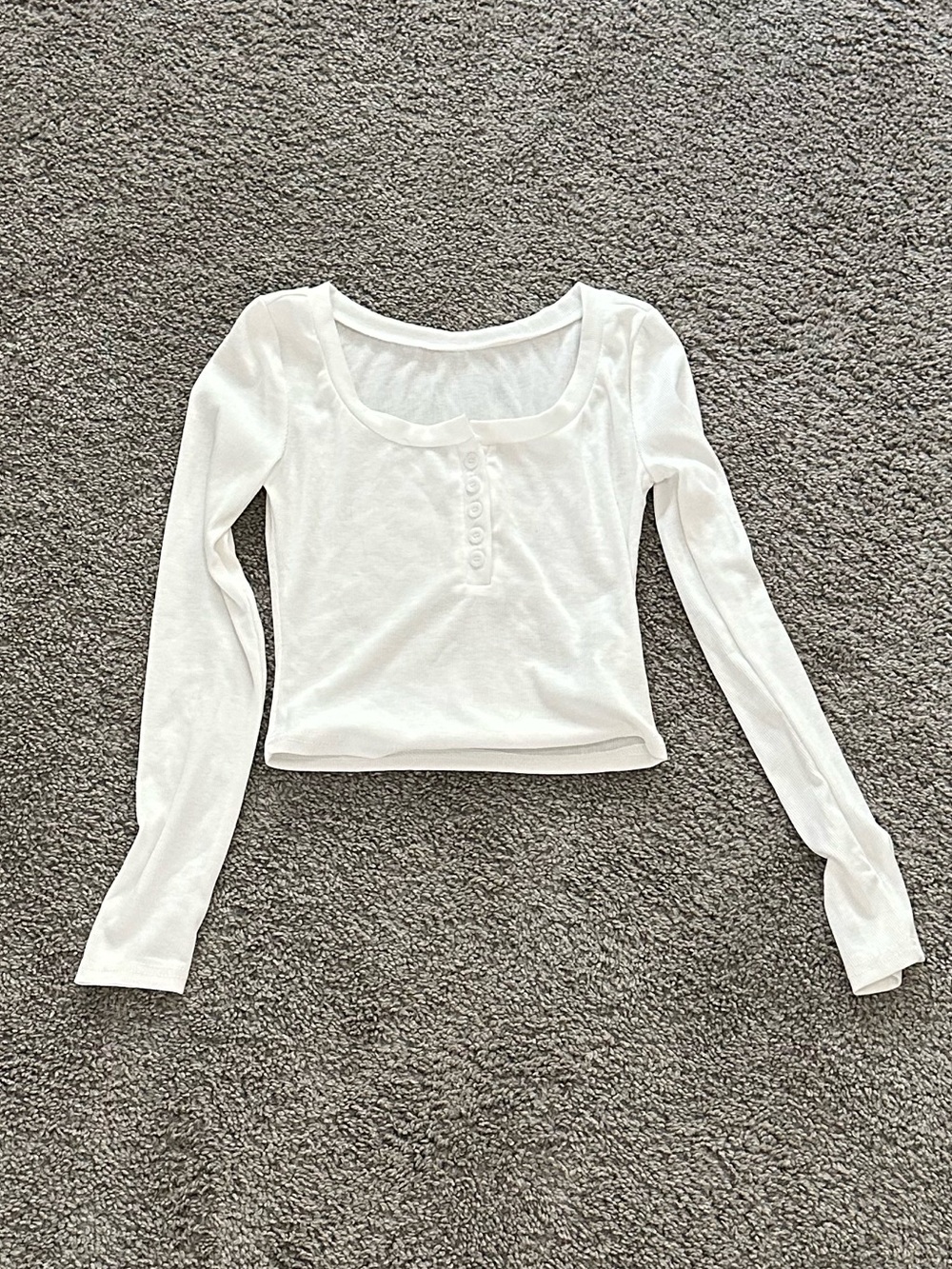 SHEIN ribbed long sleeved cropped henley